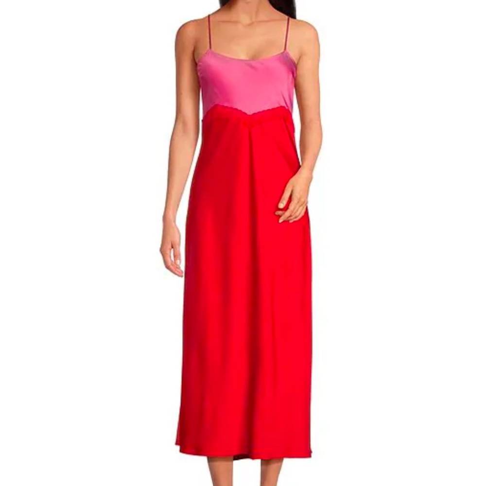 Gianni bini satin dress size 8 pink/orange